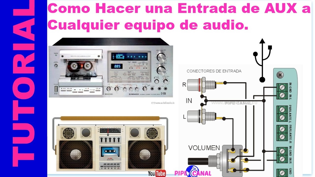 Como Hacer Una Entrada de AUX a Cualquier Equipo de Audio ( ENTRADA DE AUXILIAR )