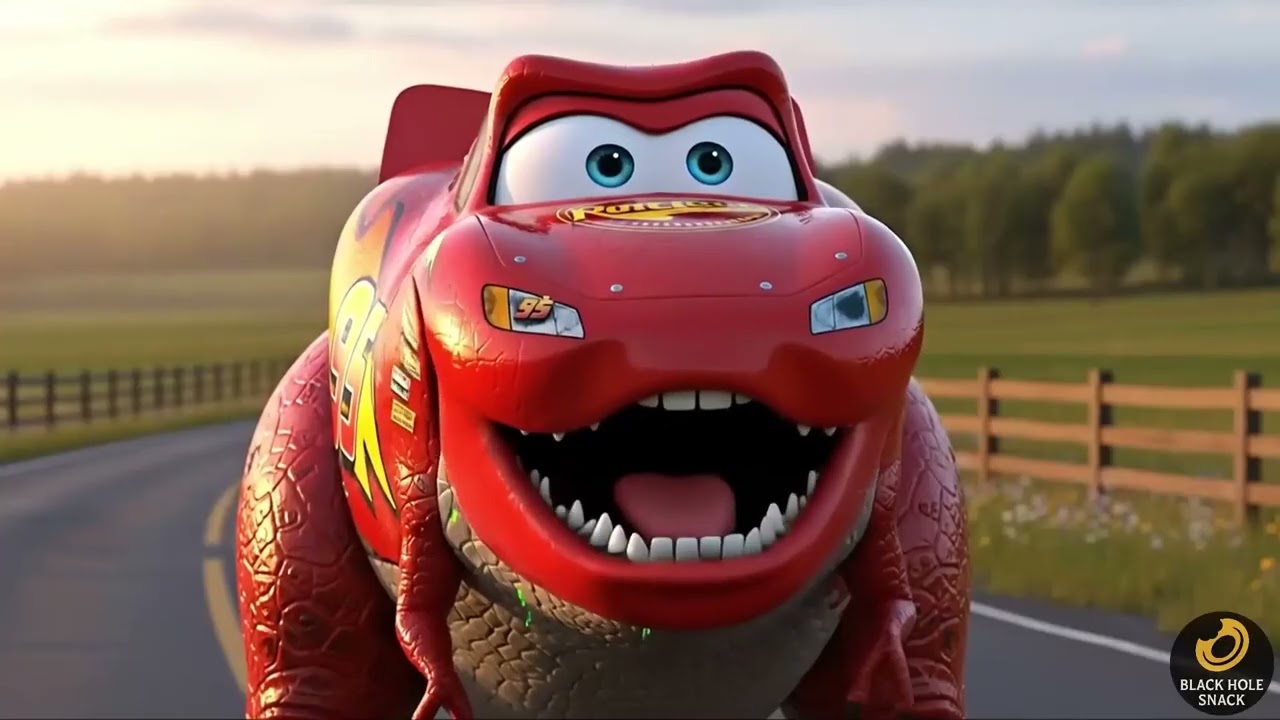 Jurassic World -T-Rex Vs Lightning McQueen - Pixarized Cars Jeep - Coffin Dance Song (COVER)