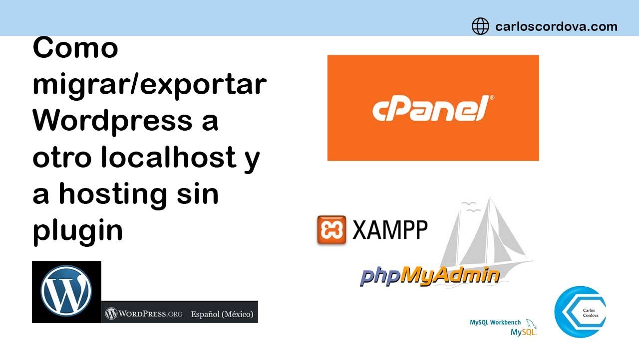 Como migrar/Exportar wordpress a otro localhost y a hosting sin plugin