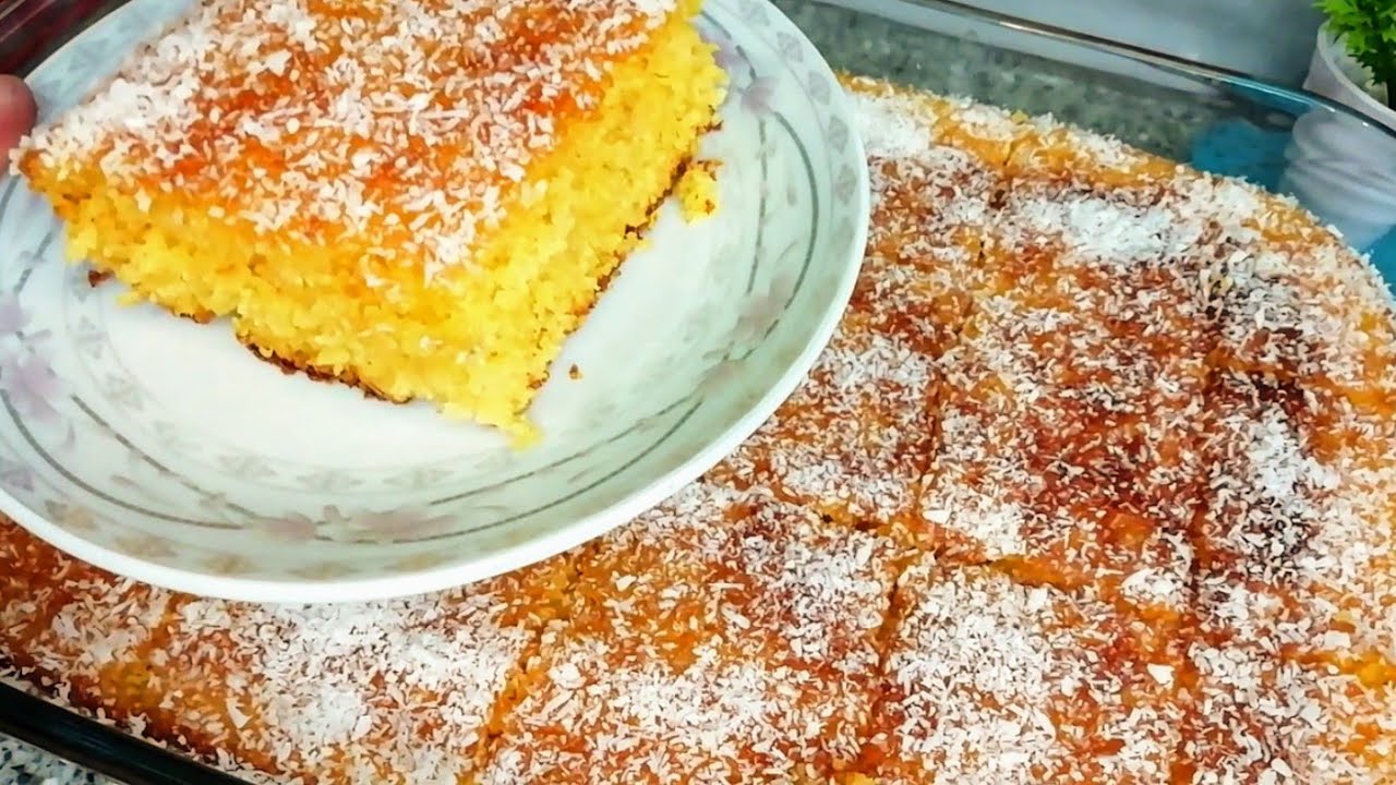 بسبوسة صحية بدقيق الذرة بعصير  البرتقال 🍊 و بأبسط طريقة / بمقادير مظبوطة 💯 على ضمانتي 👍