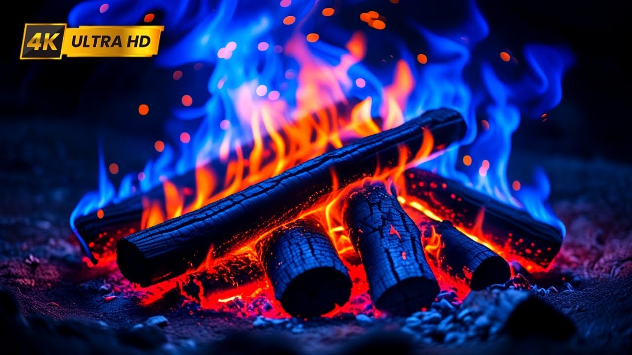 🔥 Enchanting Color-Changing Fireplace &ndash; Hypnotic Blue & Orange Flames for a Cozy Ambiance