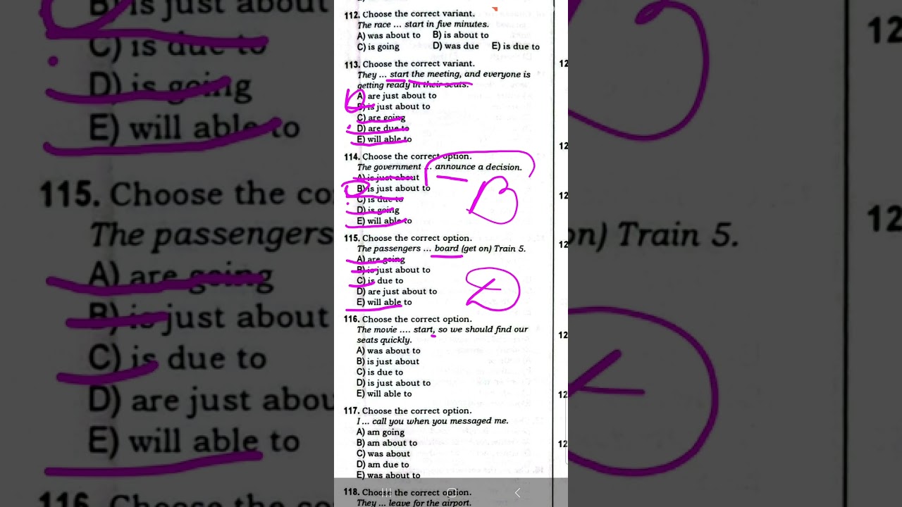 Buraxılış imtahanı - BE EXPRESSIONS (be due to, be about to, be able to) 