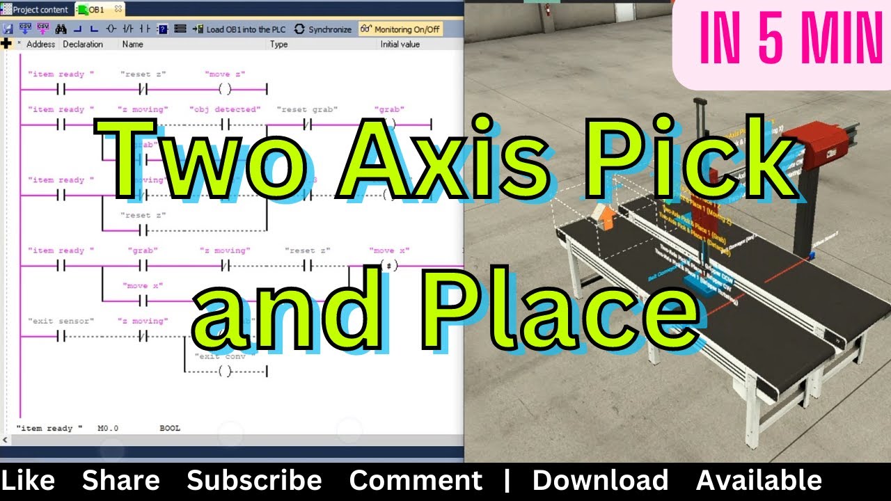 How to use Two Axis Pick and Place with Ladder Logic | Factory I/O | WinSPS S7