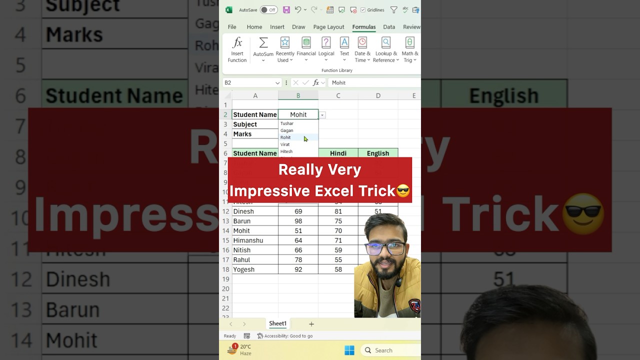 Excel Impressive Trick😎Learn Indirect Function #excel #exceltips #exceltricks #exceltutorial