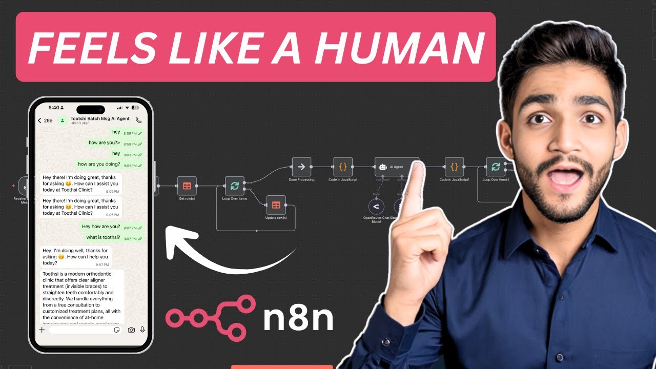 WhatsApp AI Agent, который пишет как человек l n8n Tutorial
