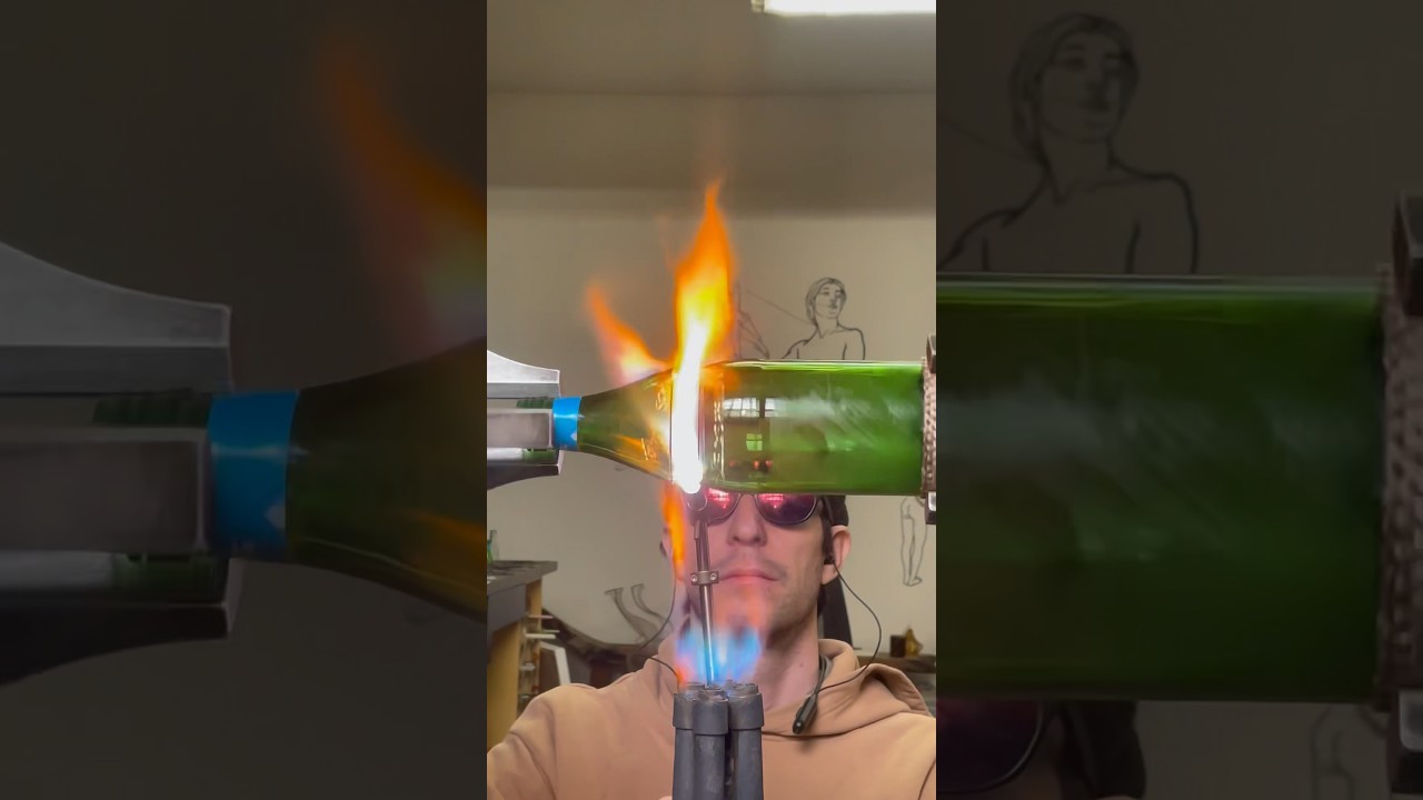 How I recycle glass bottles into drinking glasses #glassblowing #sparklingwater