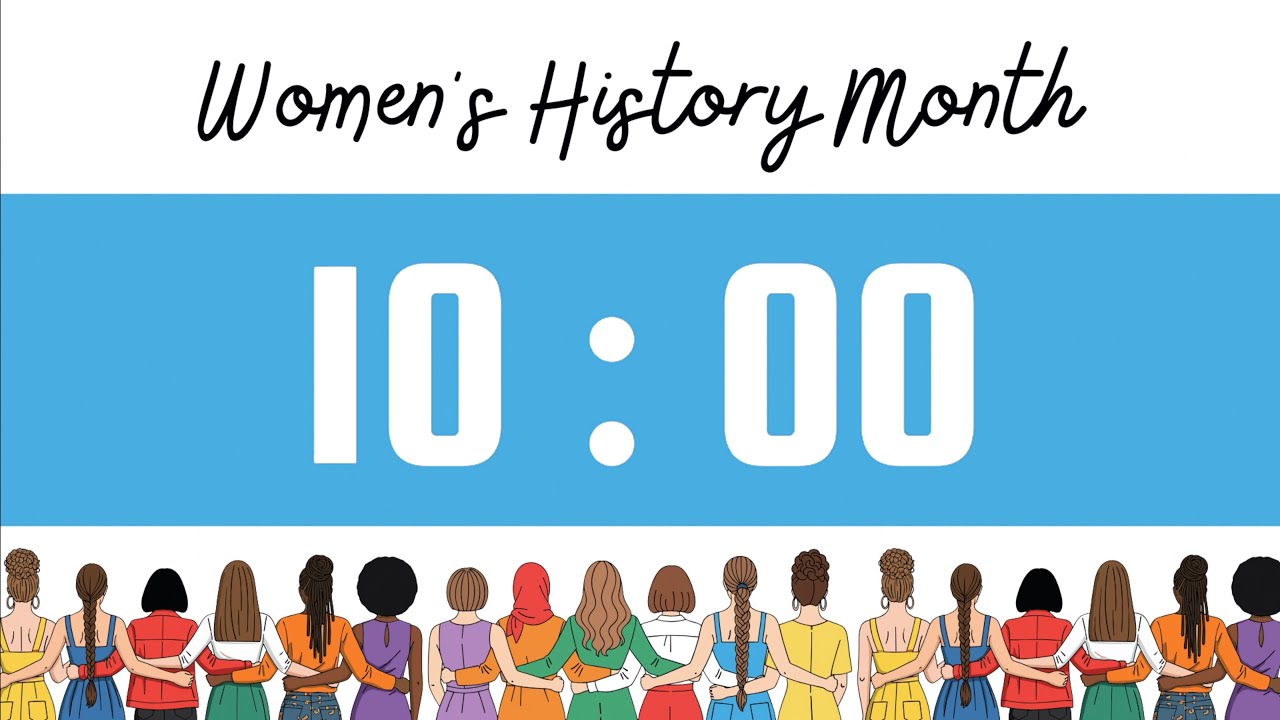 10 Minute Timer | Upbeat Pop Instrumental Music & Alarm Bell | March | Women's History Month 👭 📖