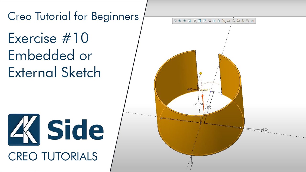 Basic 3D Modeling Exercise for Beginners in Creo | Exercise #10 - Embedded or External Sketch?