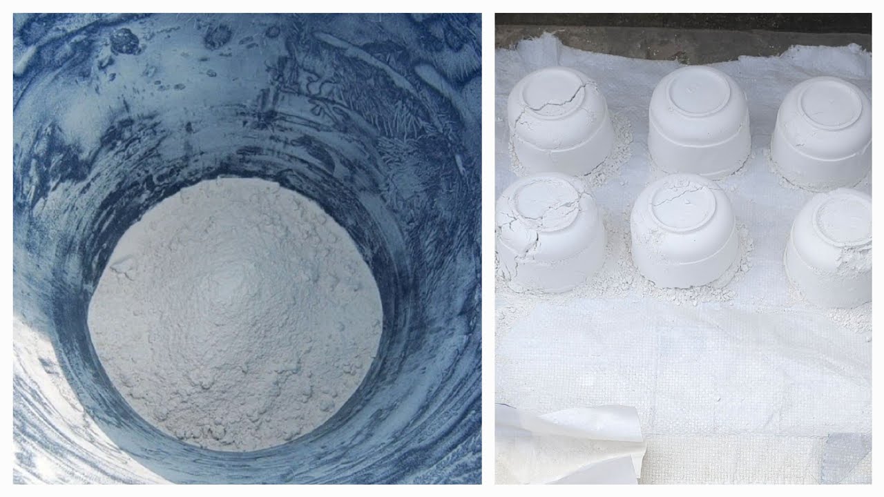 ASMR : 42 - BOWL SERIES -- 3 -- Dusty White Cement Crumbling ⚪️ #asmr #dusty #whitecement #relax