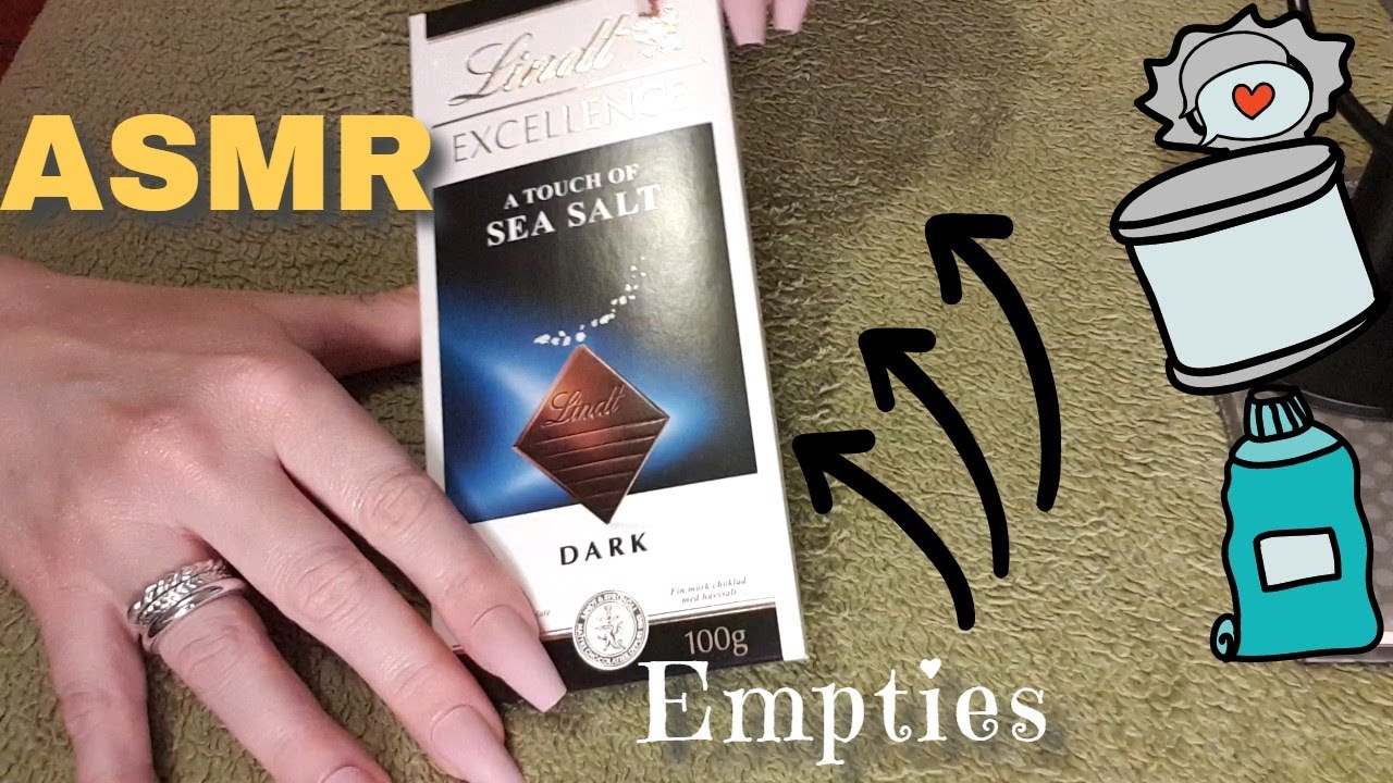 ASMR ~ Potroseni Proizvodi🥫🍫~ Empties {soft tapping, whispering, tracing, very relaxing} 😊💤