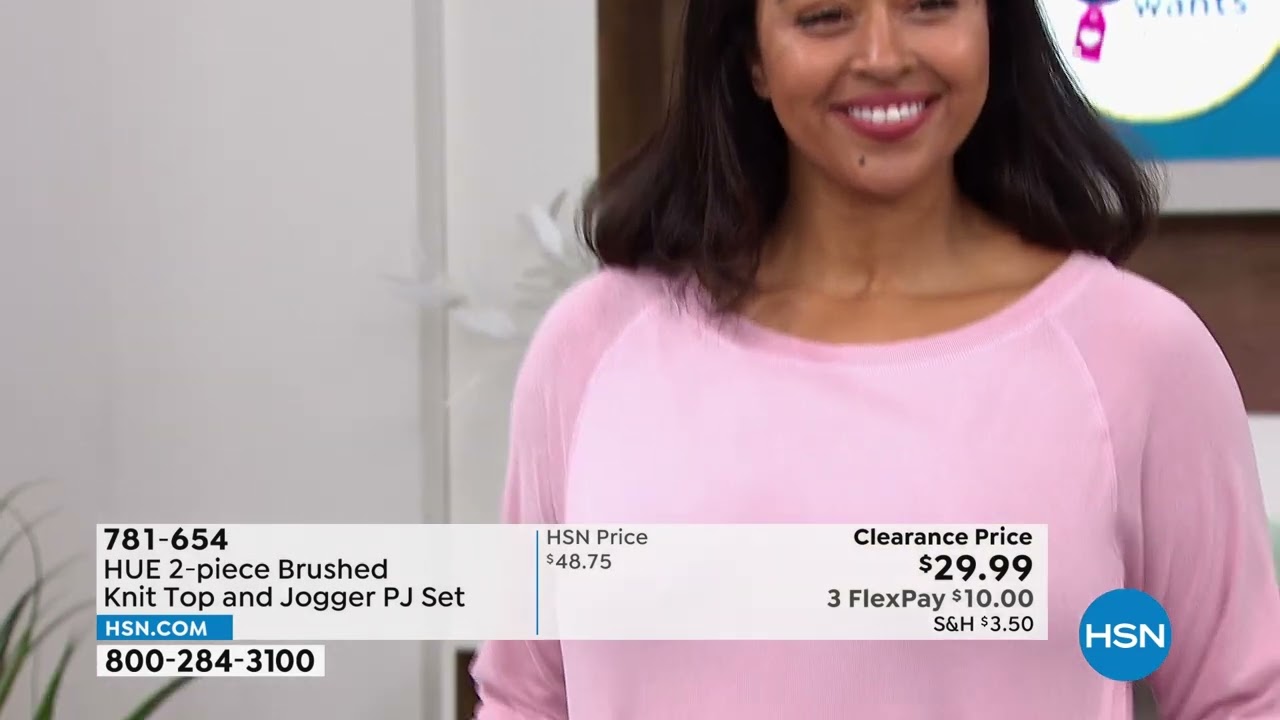 HUE 2piece Brushed Knit Top and Jogger PJ Set