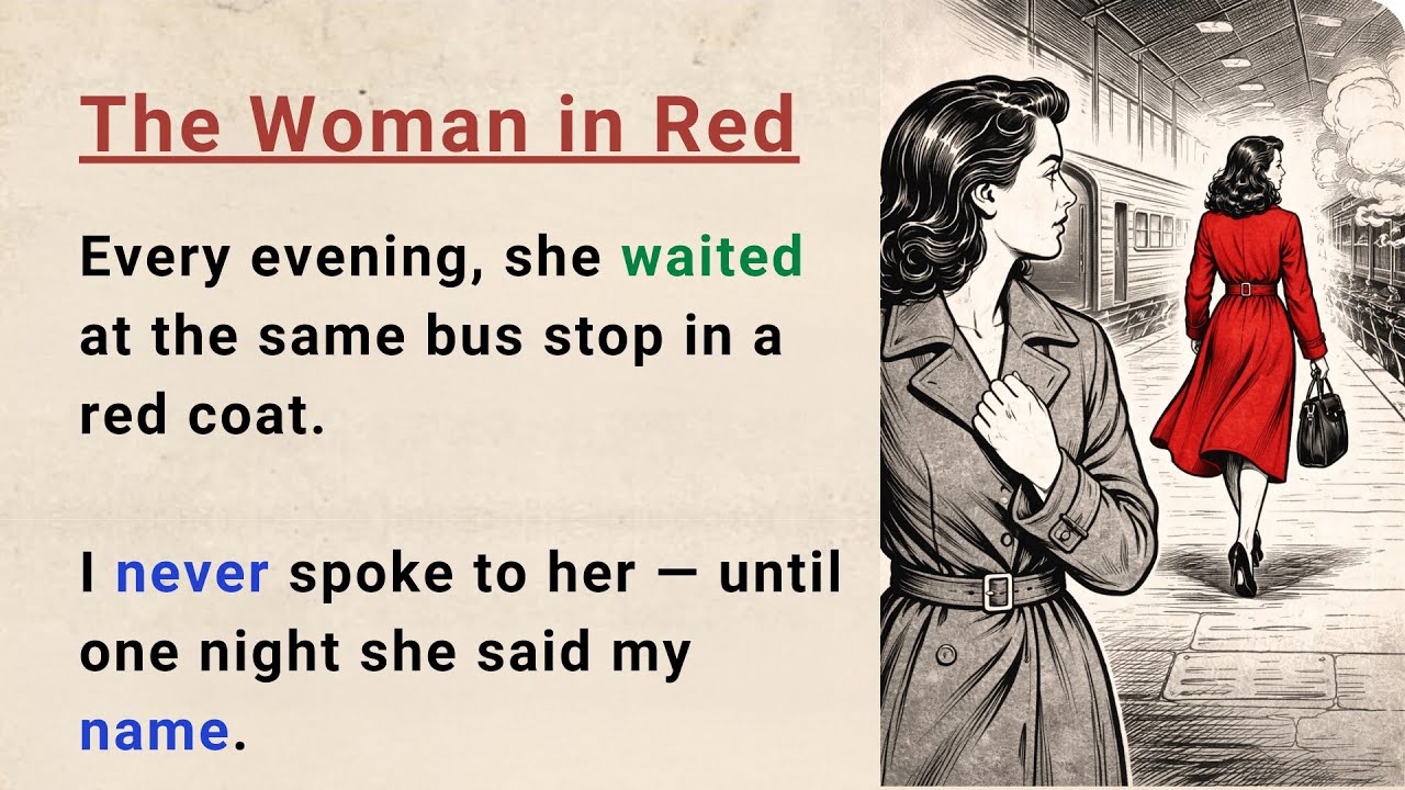 Learn English through Stories Level 4 ⭐ The Woman in Red - Improve your English | Audio Story