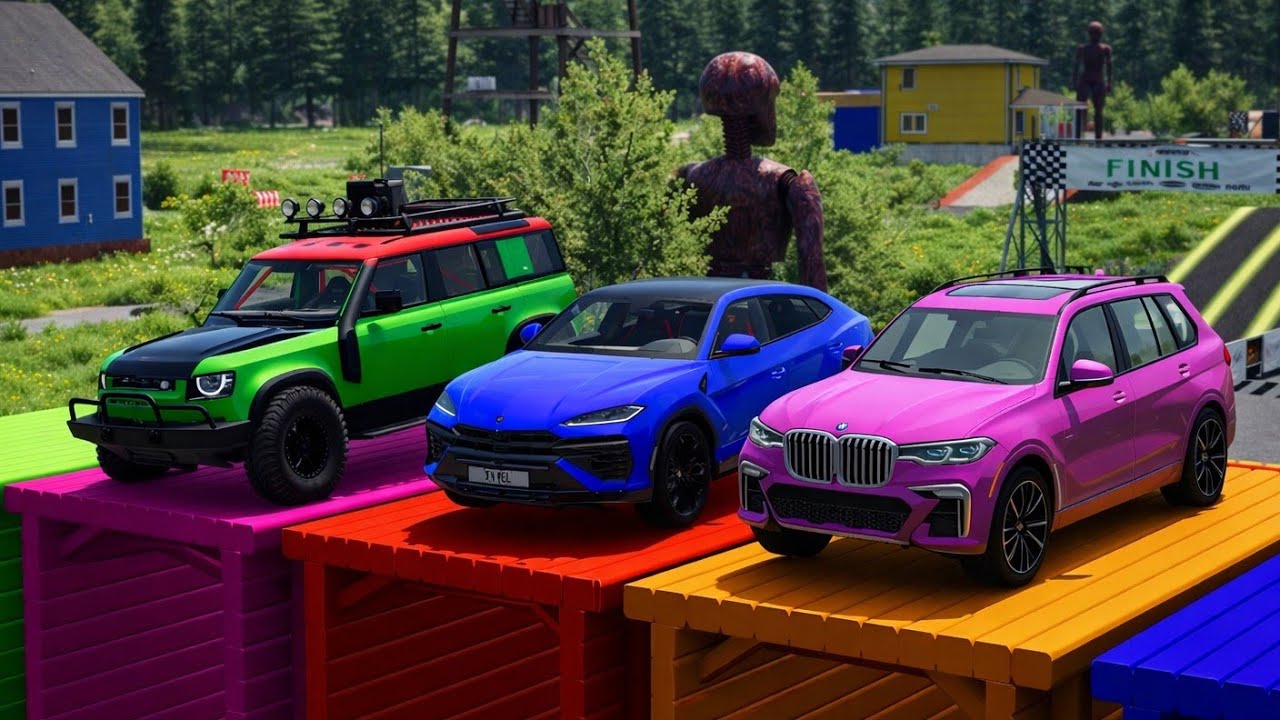 Drive Off-Road Cars on New Mega Ramp Challenge | Lamborghini Vs Defender Vs Toyota Off-Road Test