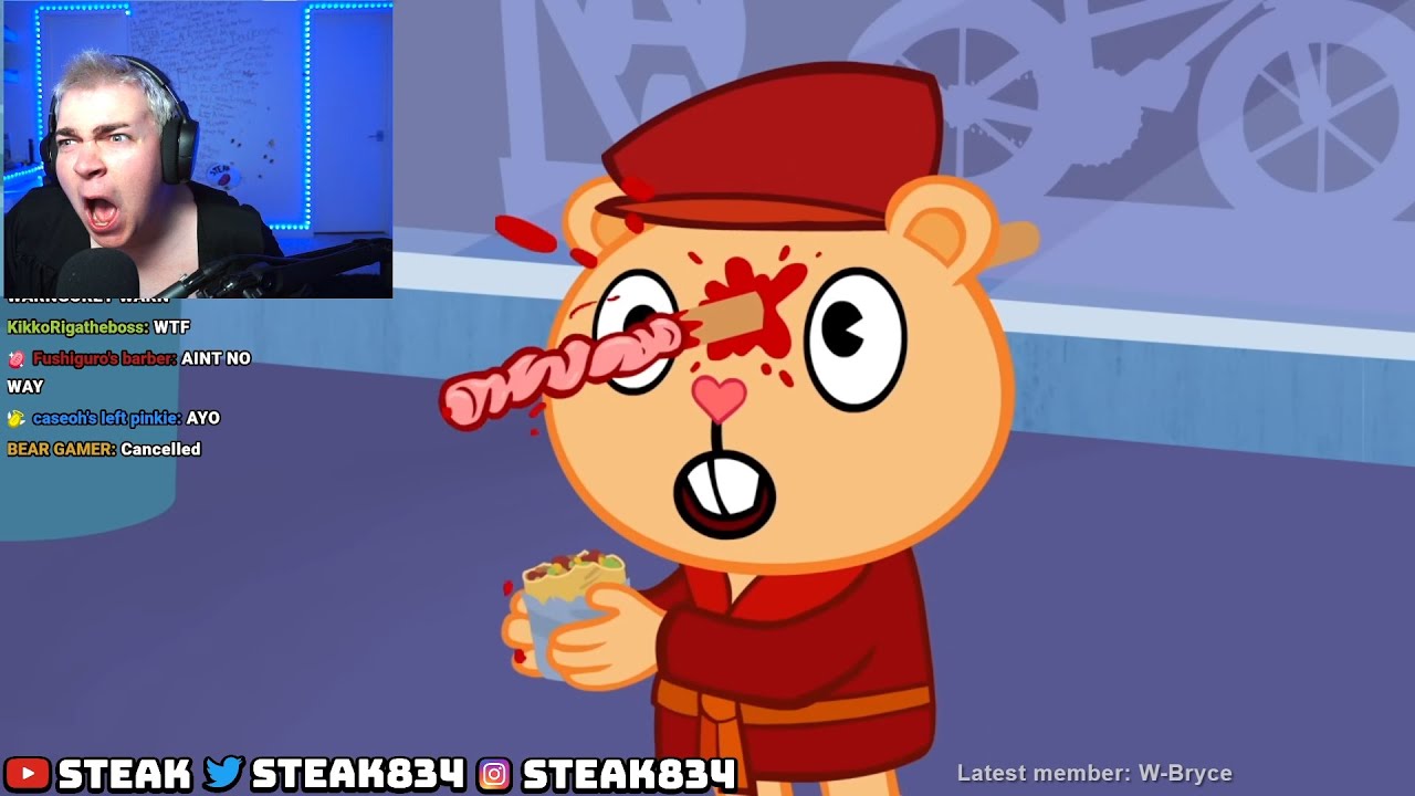 steak reacts to happy tree friends.. 💀