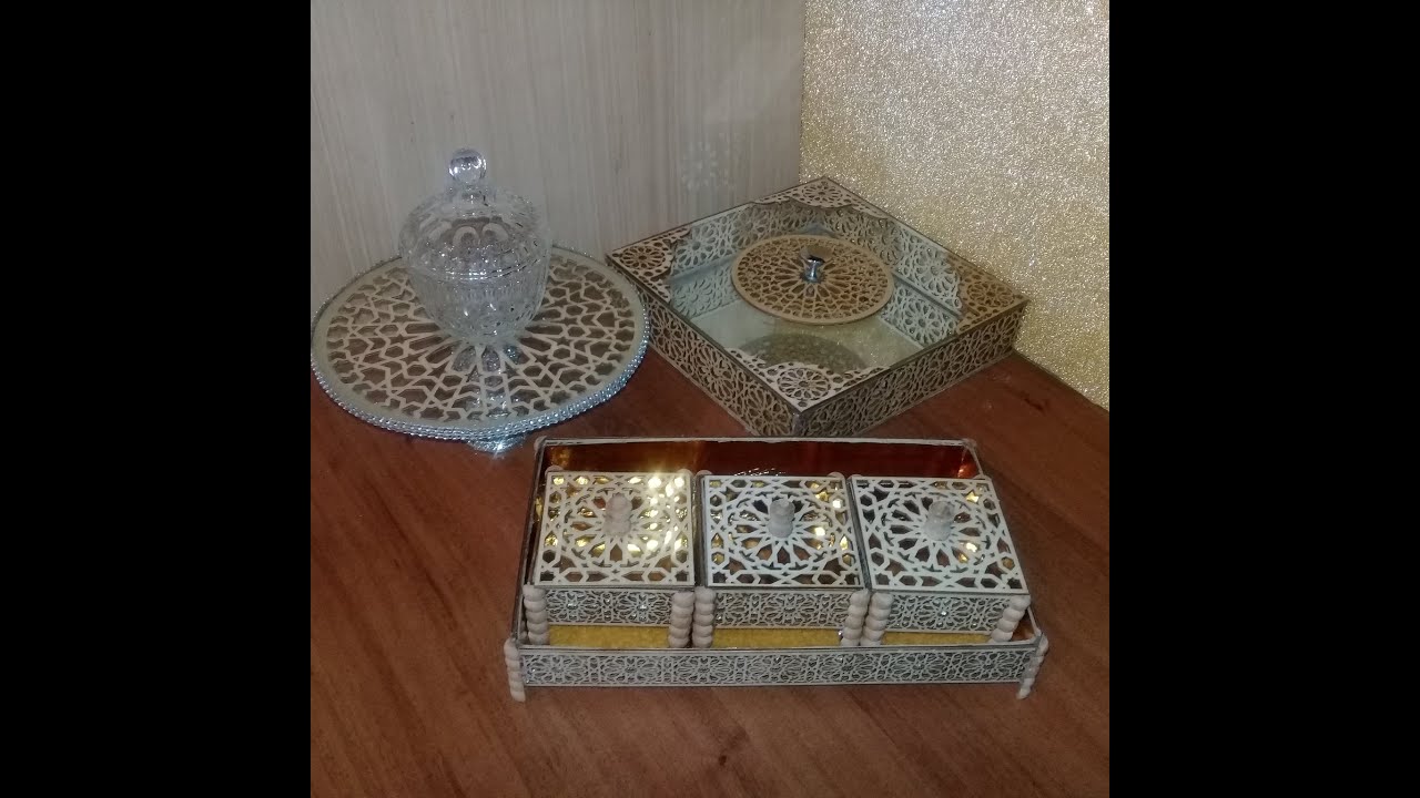 علب راقية بخشب الليزر لتقديم الحلويات