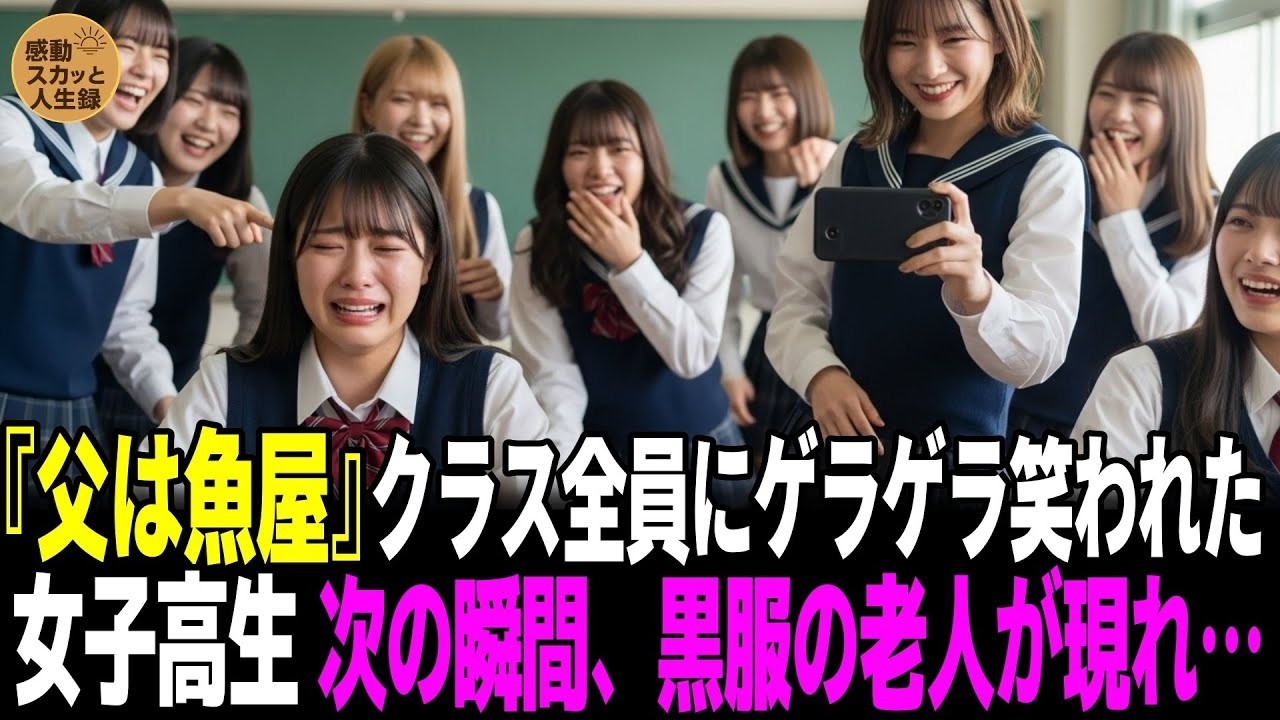 『父は魚屋』クラス全員にゲラゲラ笑われた女子高生。次の瞬間、黒服の老人が現れ凍りつく