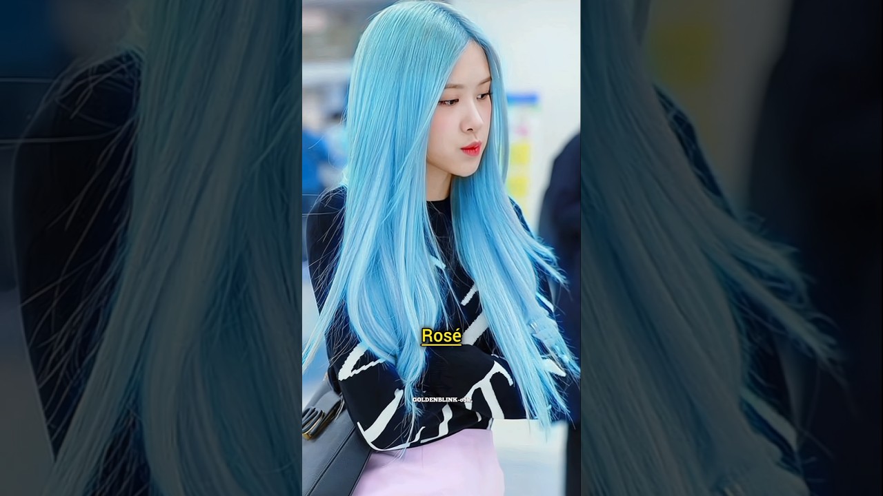 which blackpink member look best in light blue 🩵 hair #blackpink #jennie #lisa #ros&eacute; #jisoo #fyp