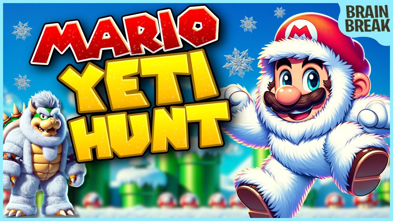 Mario Yeti Hunt | Mario Winter Run Brain Break | Mario Freeze Dance | Just Dance | GoNoodle