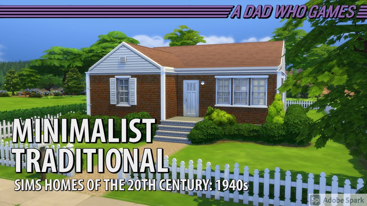Sims 4 1940s Minimalist Traditional - Sims Homes of the 20th Century - Speed Build / NoCC