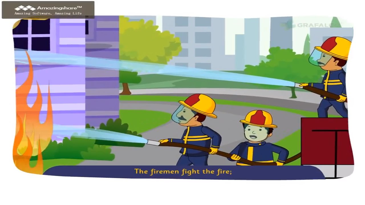 Fire Fighter...Down the street, the engine goes...Rhyme