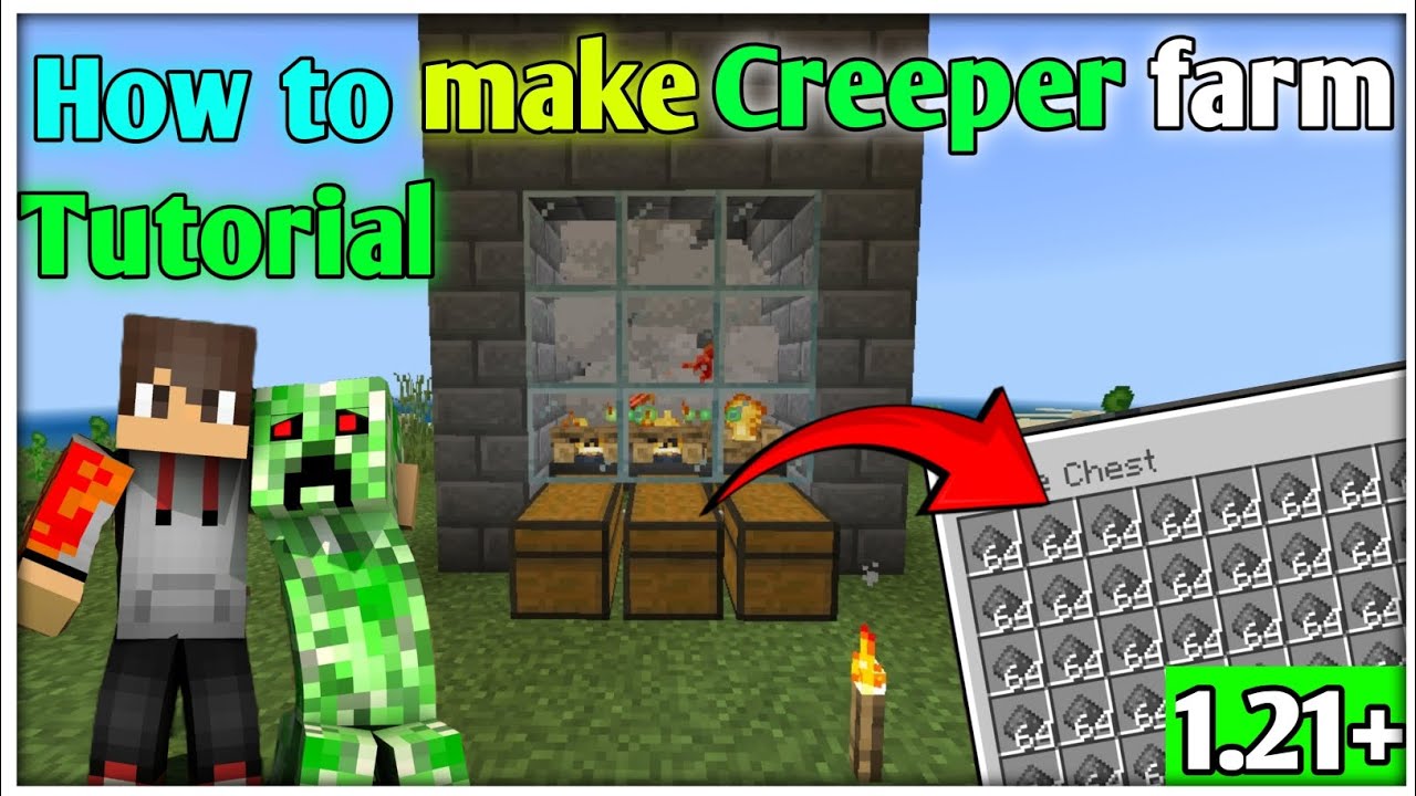 HOW TO MAKE CREEPER FARM IN MINECRAFT PE || MINECRAFT 1.21 || MINECRAFT HINDI