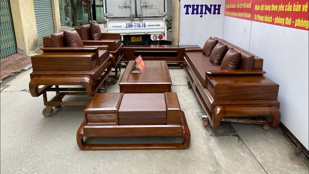 Giới thiệu kỹ và báo giá bộ sofa đùi gà kèm kệ sofa gỗ hương hàng đặt kỹ đẹp cẩn thận nét căng