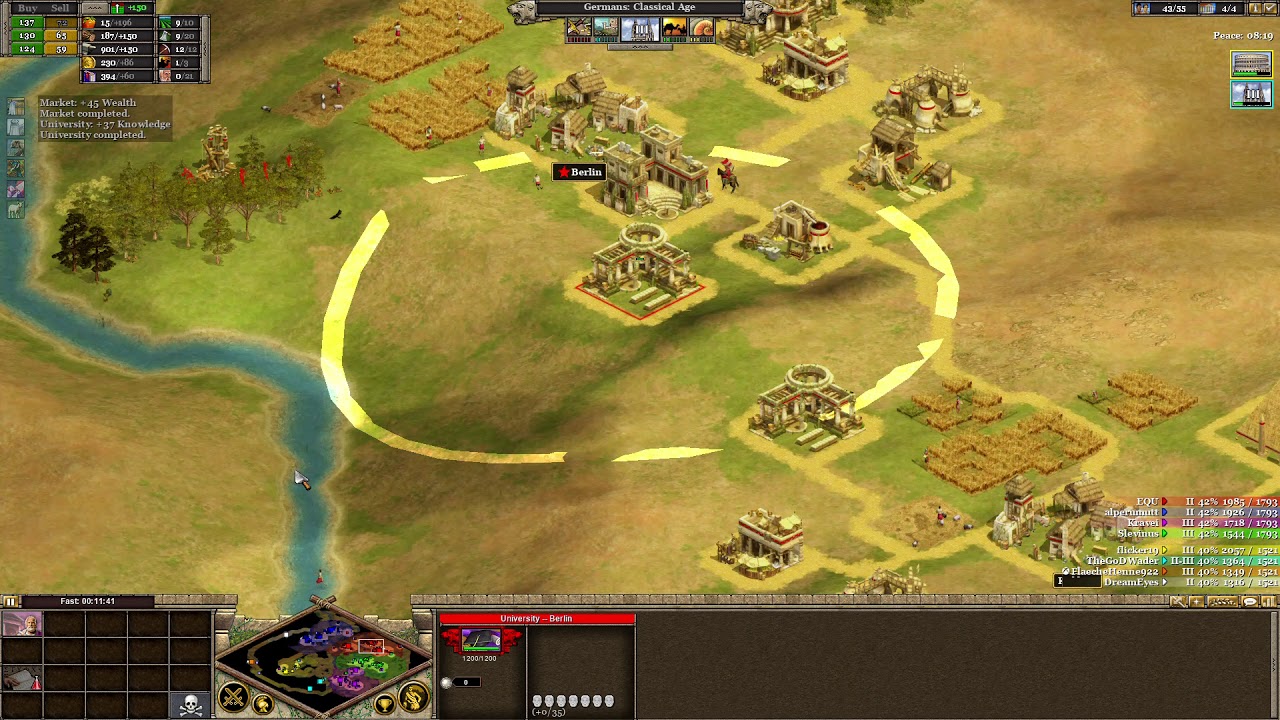 4 VS 4 Random Multiplayer Gameplay with GERMANS in Rise of Nations Extended Edition