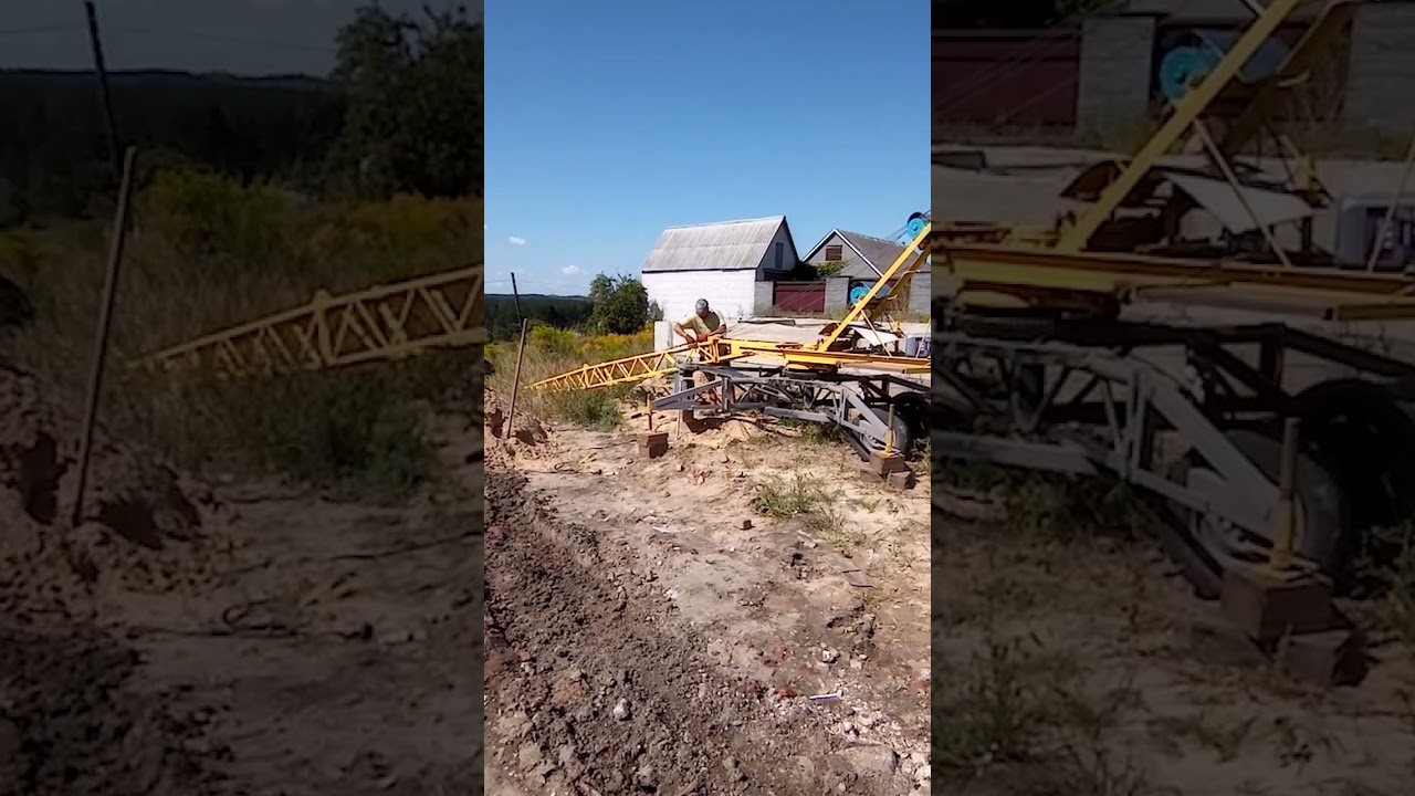 Самодельный кран.Раскладывание стрелы.