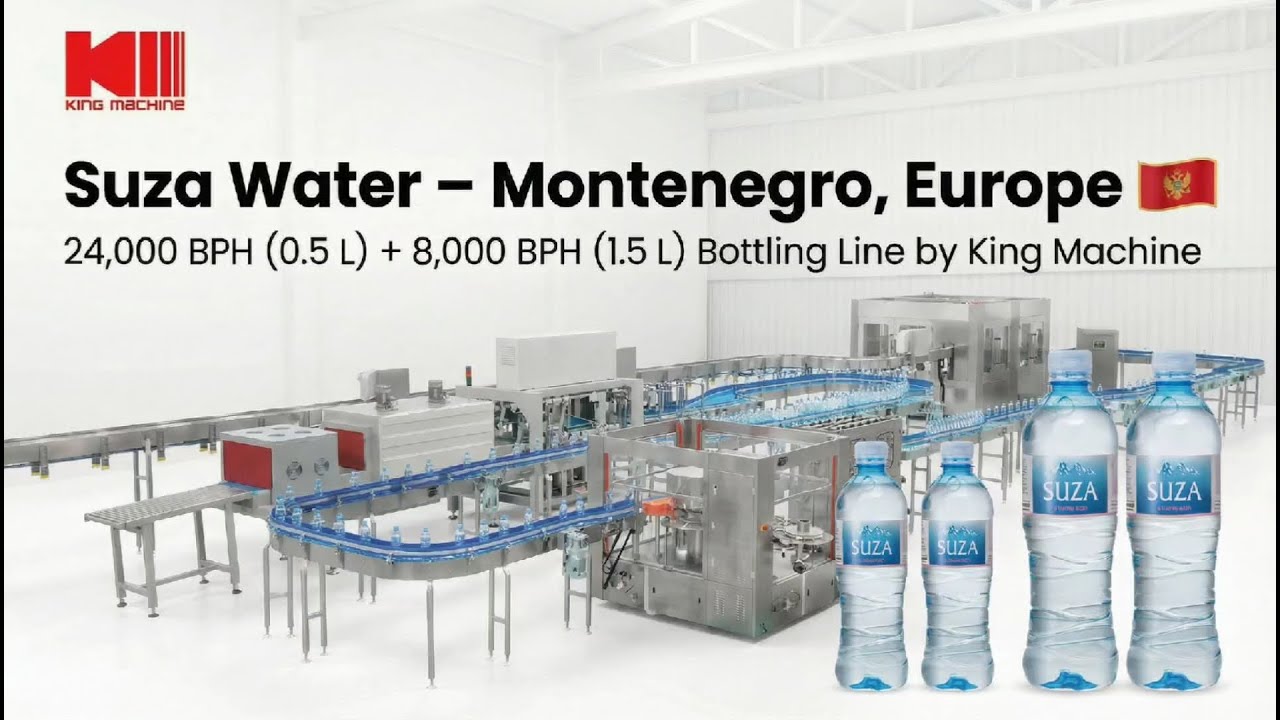 Montenegro 8,000bph 1.5L Suza Water bottling line made by King Machine company