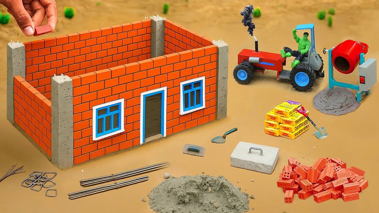 diy mini fireproof cement house construction science project | burglar burns house|@YoYoCreator99