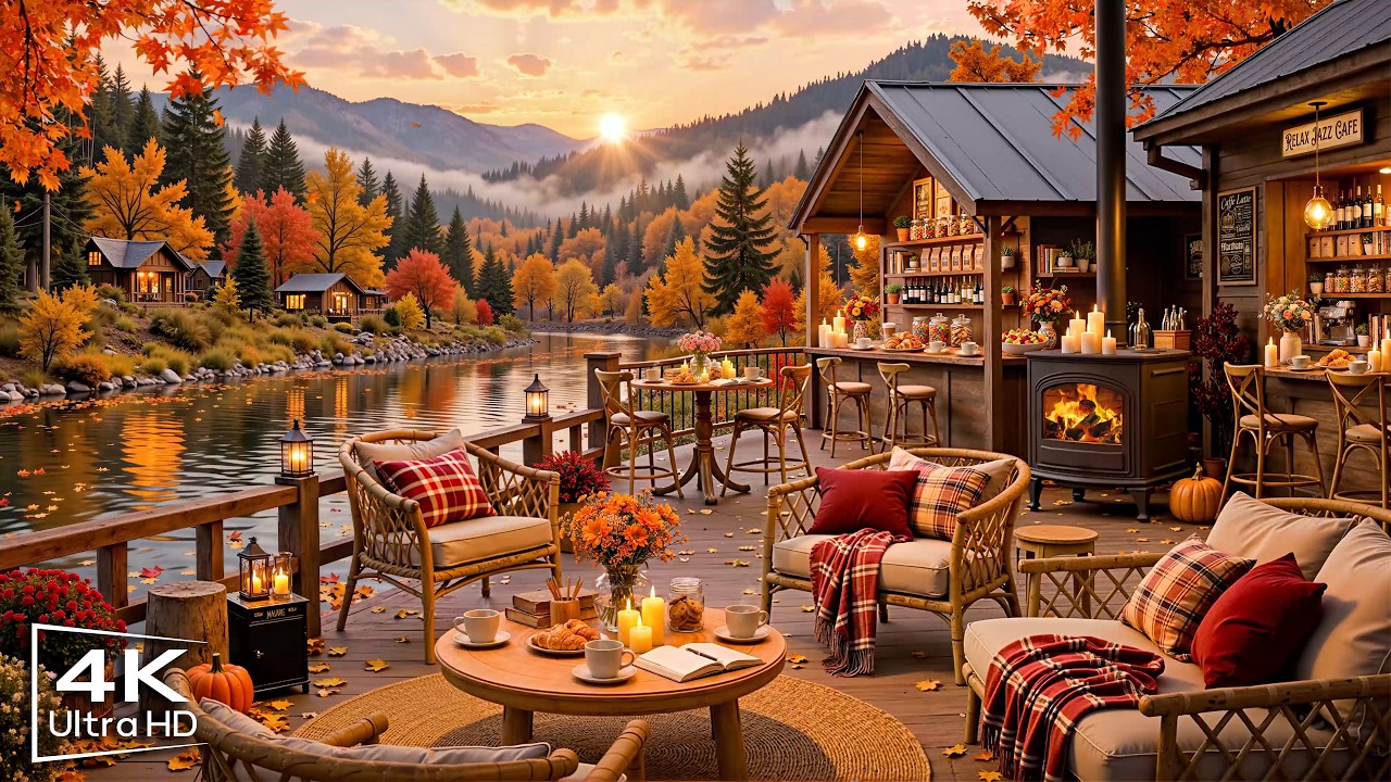 Cozy Autumn Porch Ambience 🍂 Peaceful Day with Smooth Jazz Instrumental Music for Relaxing, Work