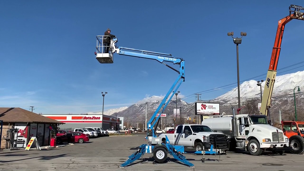 Tow Behind Articulated Aerial Boom Lift Manlift 2014 Genie T34/20 34' Electric Trailer Mounted