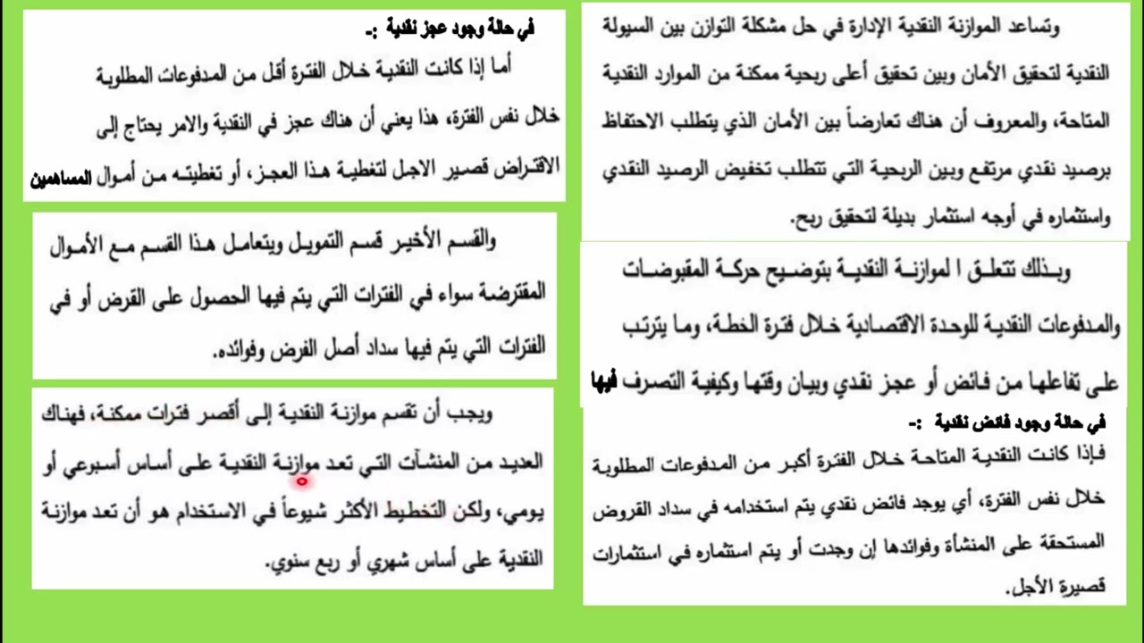 الموازنة النقدية محاسبة إدارية ثالثة تجارة الأزهر شرح كتاب البنات