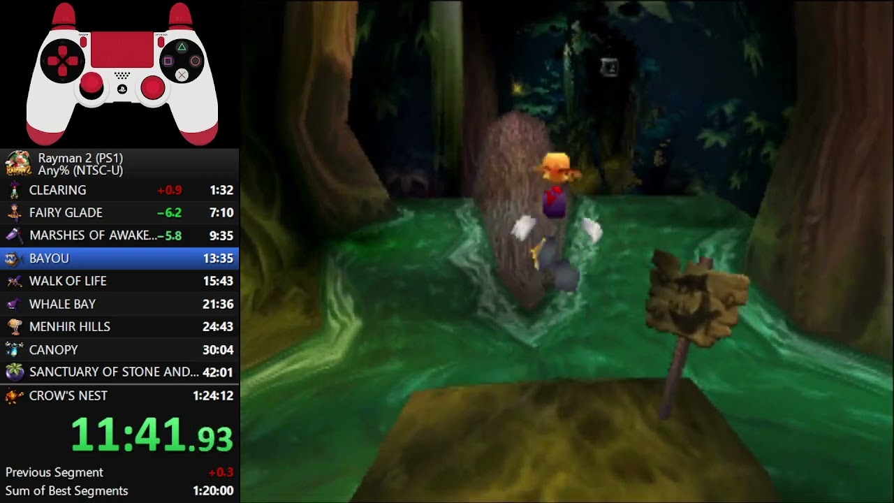 Rayman 2 (PS1) Any% Speedrun 1:21:35