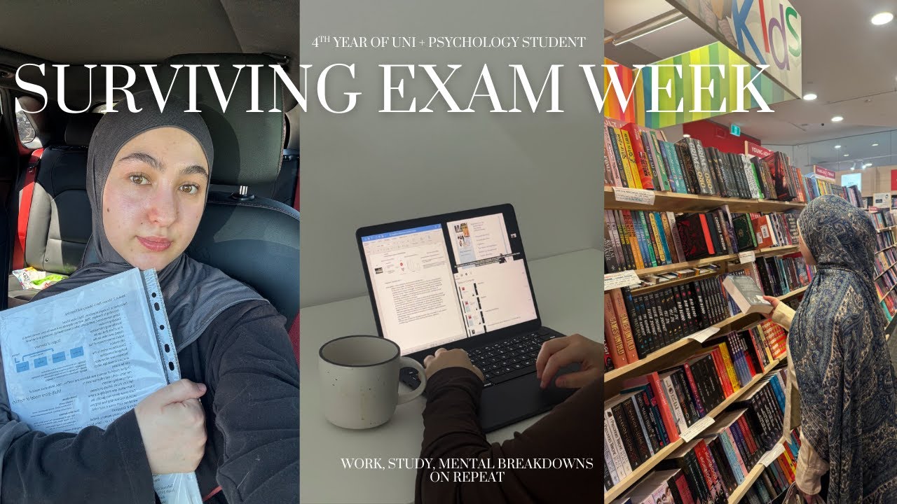 surviving exam week | 4th year uni and psych student  📑 🧠🎧☁️