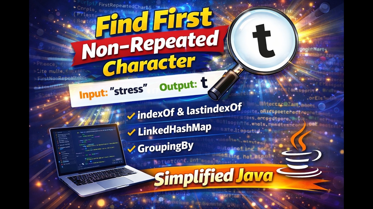 Find First Non-Repeated Character in Java 8 | Java 8 Streams Interview Questions & Coding Problems