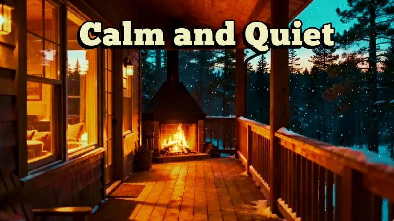 Winter Fireplace Ambience 🌨️ Soft Piano & Rain Snow | Relaxing Night