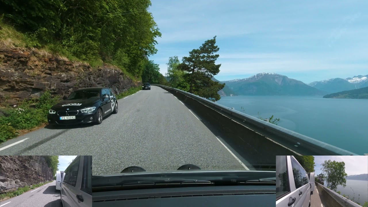 POV Car with caravan | Slow TV | Spring trip from the fjord to the mountain