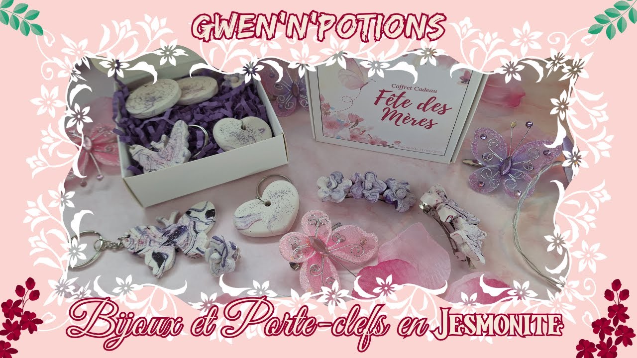 Bijoux et porte- clefs en Jesmonite pour la Fête des Mères + Test de nouveaux colorants