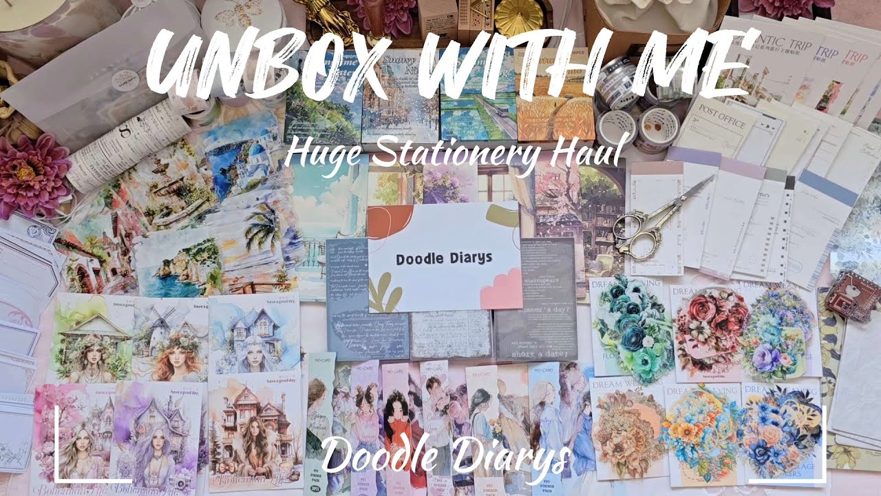 ASMR Unboxing I Huge Stationery Haul ft @doodlediarys
