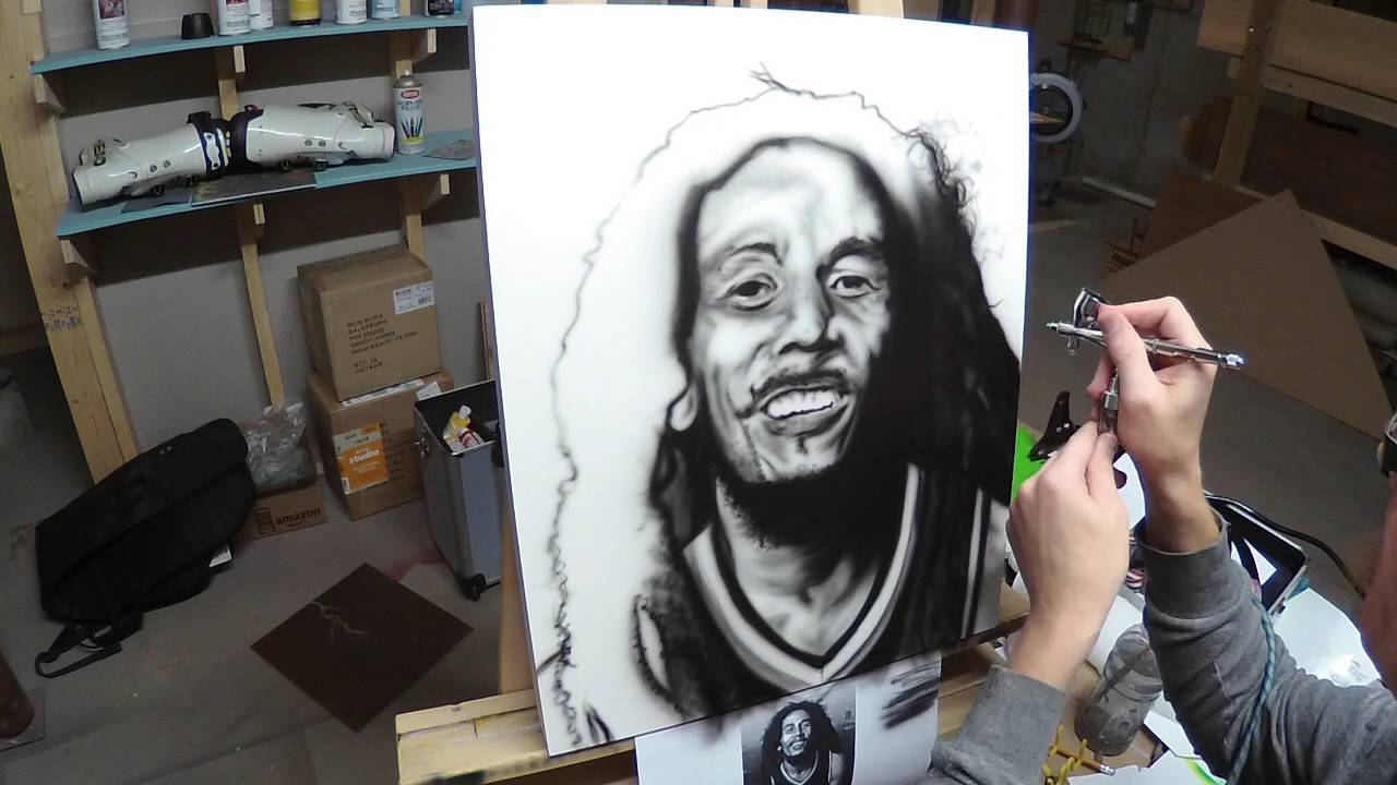 Bob Marley Portrait Time lapse - Freehand Airbrush