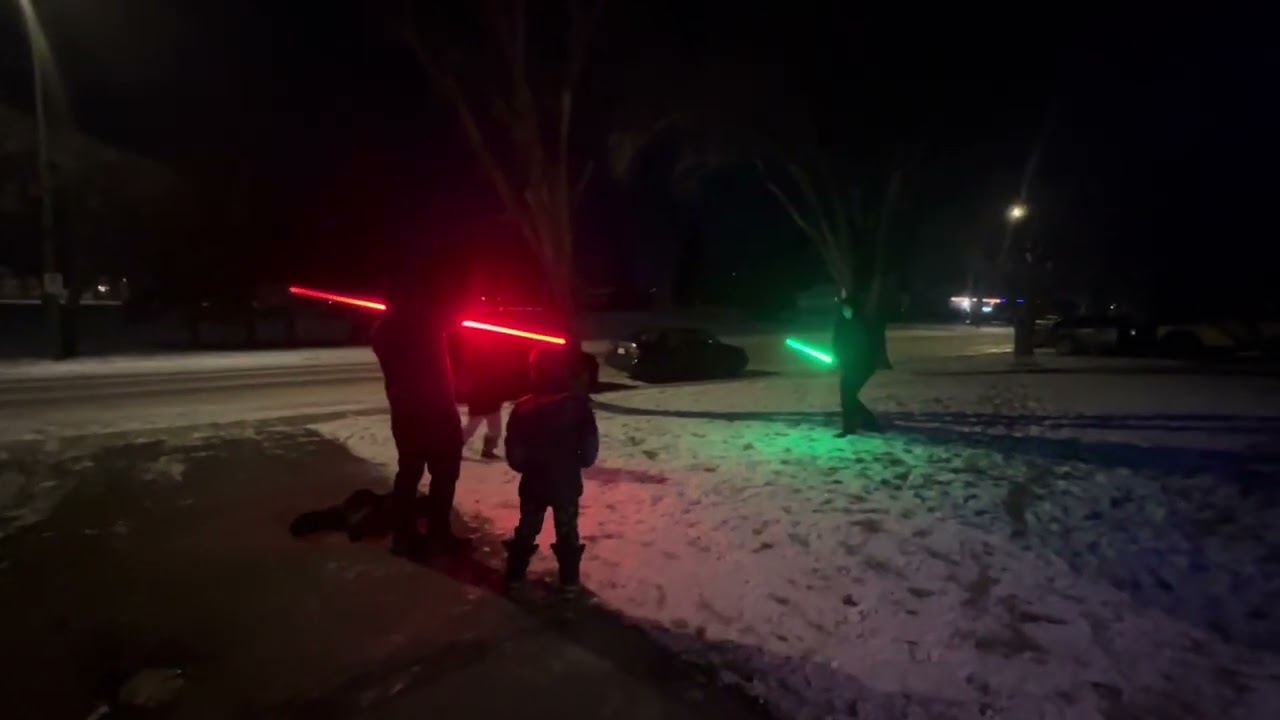 Lightsaber Silliness in the Snow