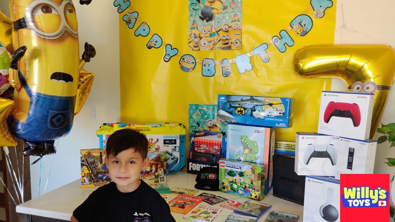 Happy 7th Birthday Willy - Minions Birthday Party with Presents - PS5 Games LEGO Fortnite + Roblox