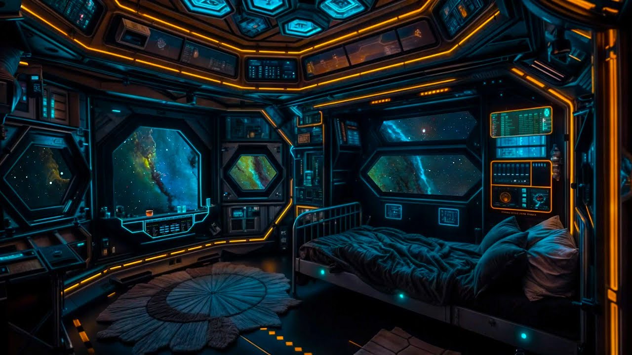 Deep Space Sleeping Quarters | White and Grey Noise | Relaxing Sounds of Space Flight