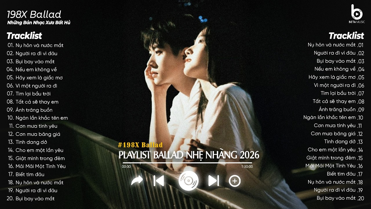 Nhạc Ballad Nhẹ Nh&agrave;ng 2026 - Nhạc 8x 9x Đời Đầu Hay Nhất - Những Bản Ballad Nhẹ Nh&agrave;ng Thư Gi&atilde;n 2026