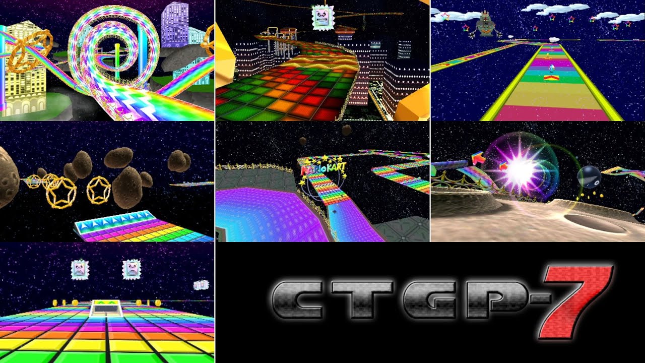 Mario Kart 7 CTGP-7 1.5 // All 7 Rainbow Road Courses
