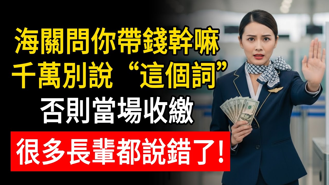 海關問你帶錢幹嘛？千萬別說“這個詞”，否則當場收繳，很多長輩都說錯了！#生活智慧 #養老生活 #出行 #海關