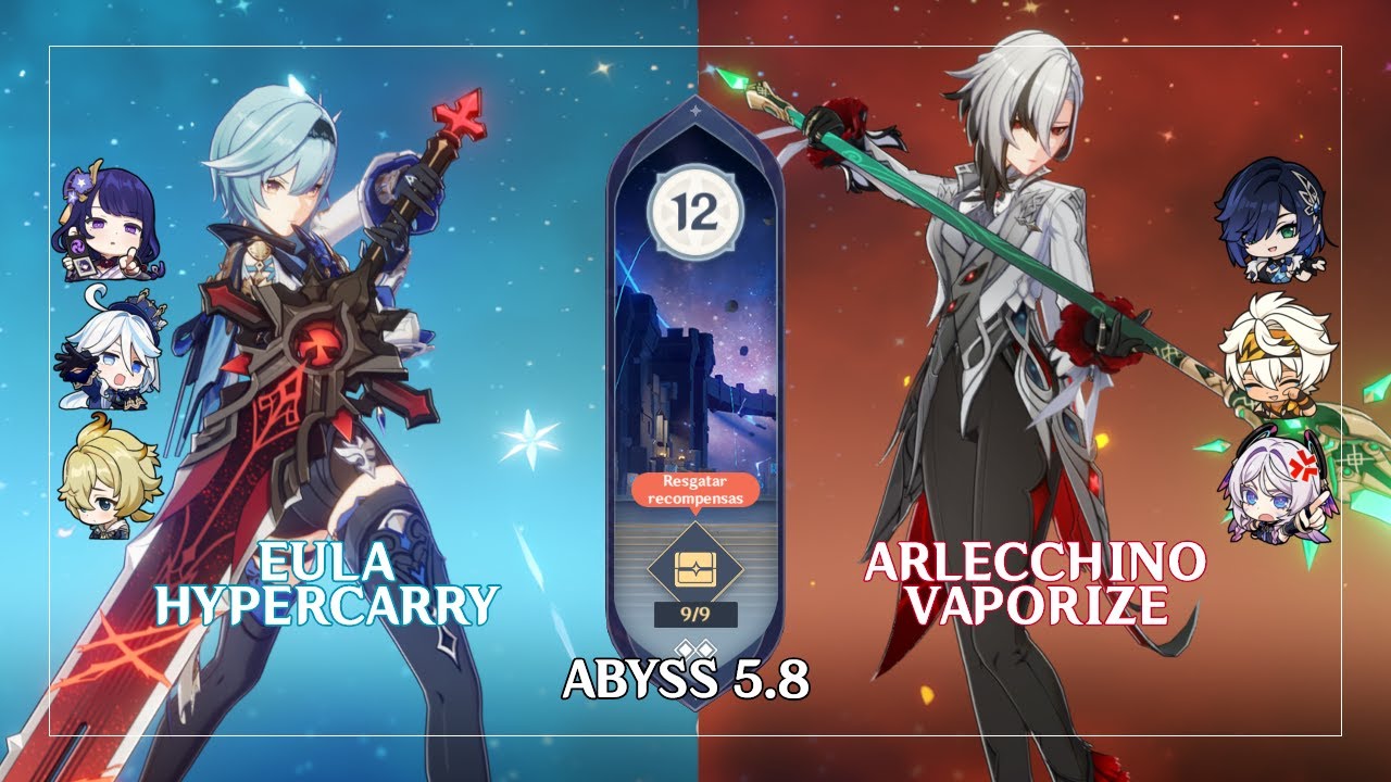 C0 Eula Hypercarry & C0 Arlecchino Vaporize | Genshin Impact Abyss 5.8 Floor 12 9 Stars