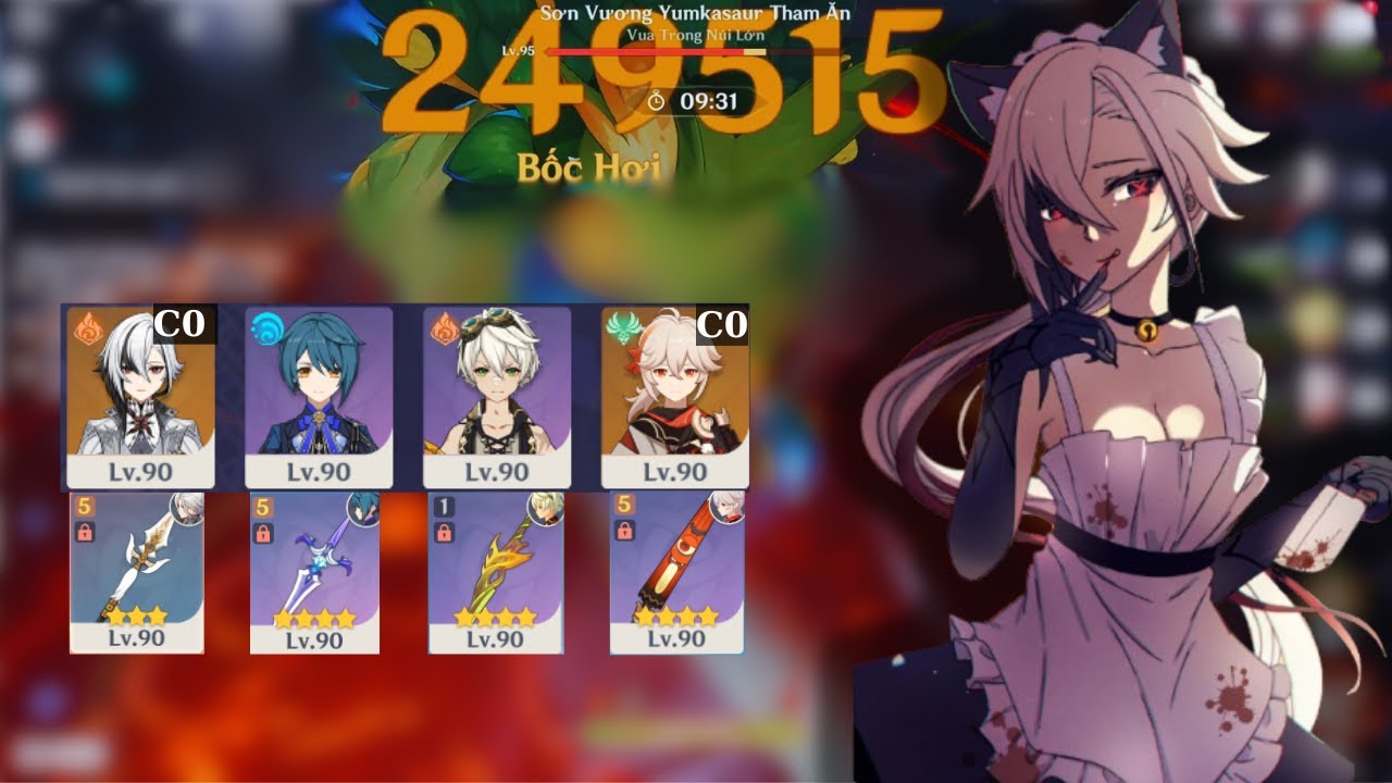 Abyss 5.3 |  F2P 2 cost Arlecchino 110s continuous run Top Half