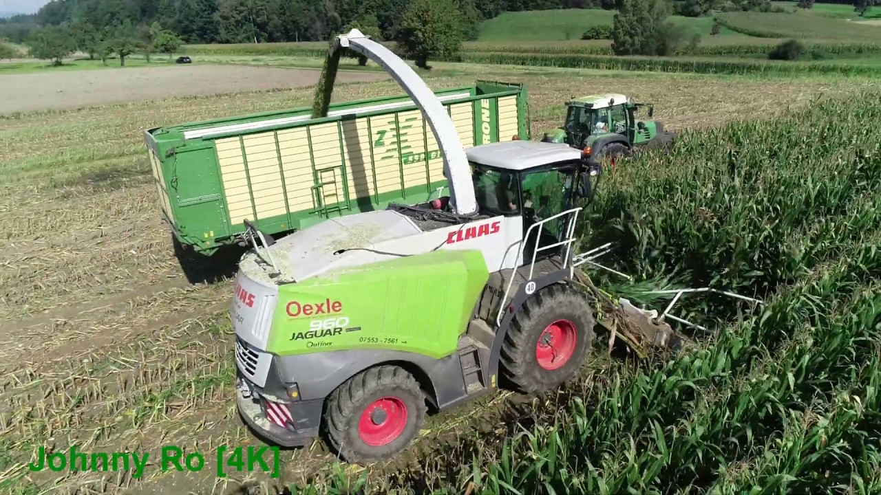 Maishäckseln 2019 Teil 1, LU Oexle mit Claas Jaguar 960, LU Loritz mit Fendt 930 926 und Krone [4K]